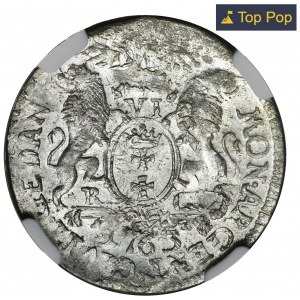 Augustus III of Poland, 6 Groschen Danzig 1763 REOE - date not separated by letter E - NGC MS64