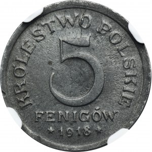 Polish Kingdom, 5 pfennig 1918 - NGC MS65