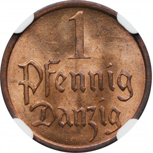Free City of Danzig, 1 pfennige 1937 - NGC MS64 RD