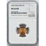 2 haliere 1937 - NGC MS66 RD