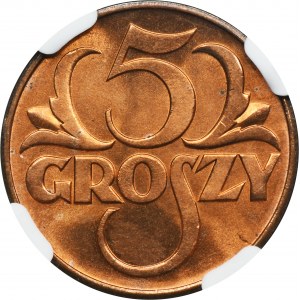 5 groszy 1938 - NGC MS66 RD