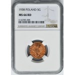 5 groszy 1938 - NGC MS66 RD