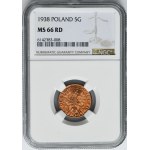5 pennies 1938 - NGC MS66 RD