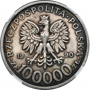 100.000 złotych 1990 Solidarność - TYP B - NGC MS64