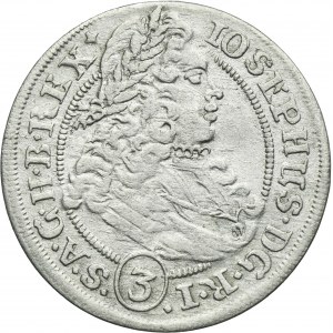 Silesia, Habsburg rule, Joseph I, 3 Kreuzer Brelsau 1706 FN