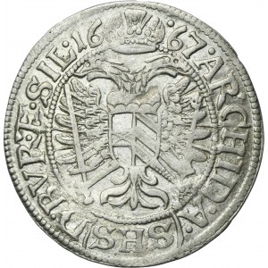 Slezsko, Habsburkové, Leopold I., 3 Krajcary Wrocław 1667 SHS