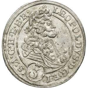 Silesia, Habsburg rule, Leopold I, 3 Kreuzer Brieg 1696 CB