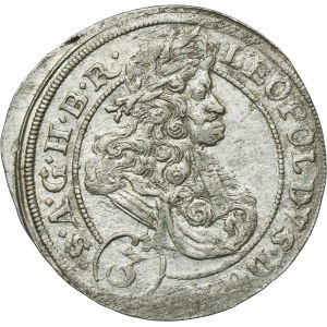 Slezsko, Habsburkové, Leopold I., 3 Krajcary Brzeg 1696 CB