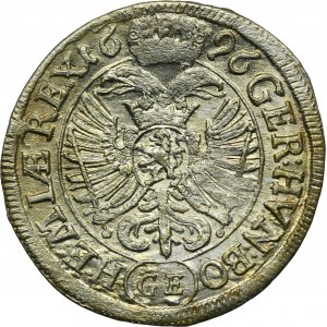 Rakúsko, Leopold I., 3 krajcary Praha 1696 GE