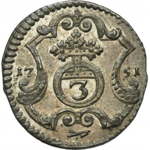 Augustus III of Poland, 3 Heller Dresden 1751 FWôF