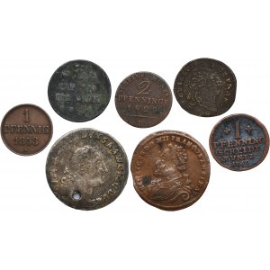 Set, France and Germany, Mix of coins and rechepfennig (7 pcs.)