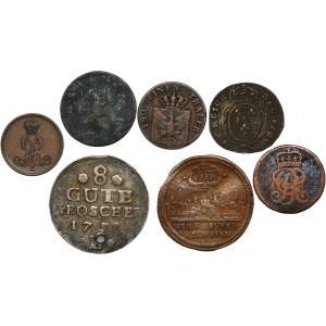 Sada, Francúzsko a Nemecko, zmes mincí a žetónov (7 ks)