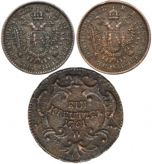 Zestaw, Austria, Franciszek I i Franciszek Józef I, Krajcary (3 szt.)