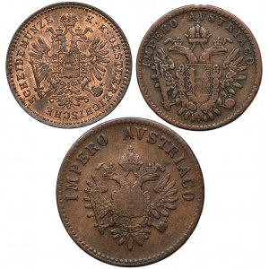 Set, Austria, Franz Joseph I, Kreuzer and Centesimi (3 pcs.)