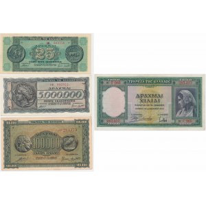 Grécko, 1 000 - 25 miliónov drachiem 1939-45 (4 kusy).