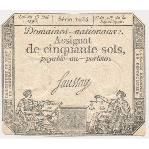 France, Assignat 50 Sols 1793