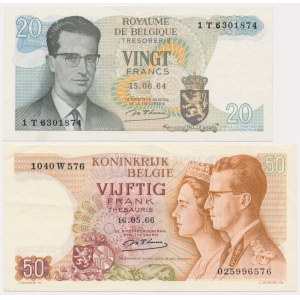 Belgicko, 20-50 frankov 1964-66 (2 kusy).