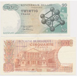 Belgicko, 20-50 frankov 1964-66 (2 kusy).