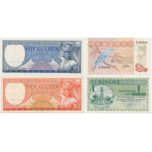 Surinam, set 1-10 Gulden 1963-85 (4 pcs.)