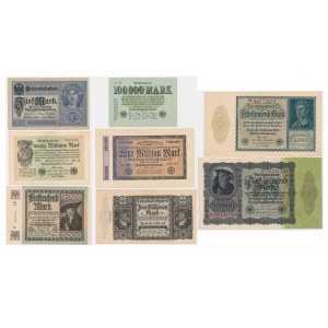 Nemecko, sada bankoviek 1917-23 (8 kusov).