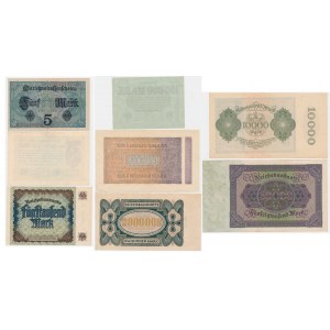 Německo, sada bankovek 1917-23 (8 kusů).