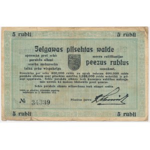 Latvija, City of Jelgava, 5 Rubles 1918