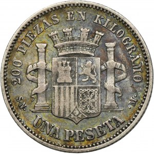 Španielsko, Dočasná vláda, 1 Peseta Madrid 1869