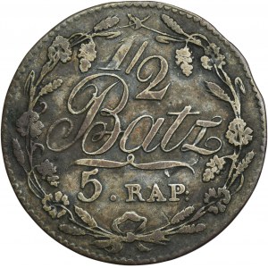 Switzerland, Canton of Vaud, 1/2 Batzen = 5 Rappen Lausanne 1813 - RARE