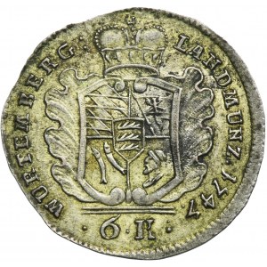 Germany, Duchy of Württemberg, Karl Eugen, 6 Kreuzer Stuttgart 1747