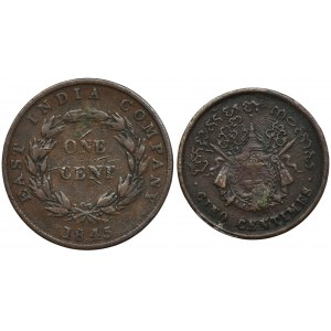 Sada, Straits Settlements a Kambodža, 1 cent a 5 centů (2 kusy).