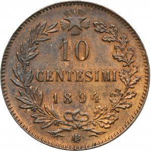 Italy, Umberto I, 10 Centesimi Birmingham 1894 BI