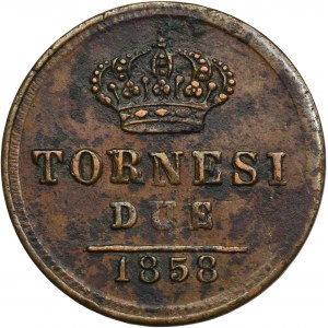 Italy, Kingdom of the Two Sicilies, Ferdinand II, 2 Tornesi 1858