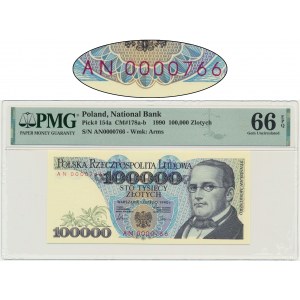 100,000 zl 1990 - AN - PMG 66 EPQ - low serial number