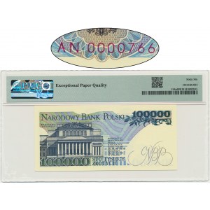100.000 złotych 1990 - AN - PMG 66 EPQ - niski numer seryjny
