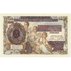 Serbia, 1.000 Dinara on 500 Dinara 1941