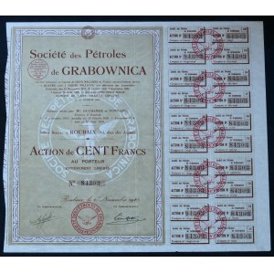 Societe des Petroles de Grabownica, podíl 100 franků, 1928