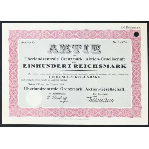 Überlandzentrale Grenzmark AG, 100 marks 1928