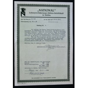 National Lebensversicherungs AG, dodatok k poistnej zmluve 1934