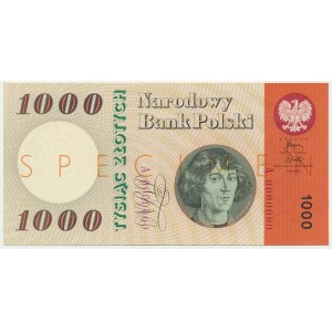 1,000 gold 1965 - SPECIMEN - A 0000000 - orange overprint -.
