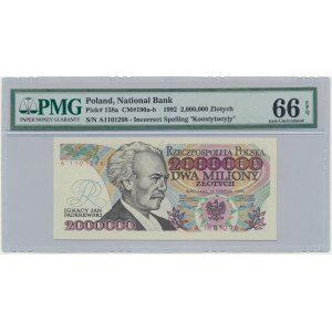 2 miliony złotych 1992 - A - Konstytucyjy - PMG 66 EPQ