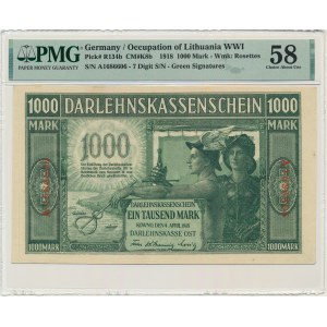 Kowno, 1.000 Mark 1918 - A - 7 digit series - PMG 58