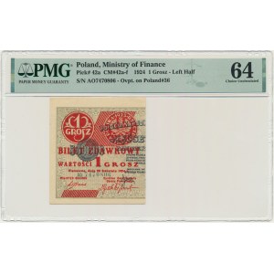 1 penny 1924 - AO - left half - PMG 64