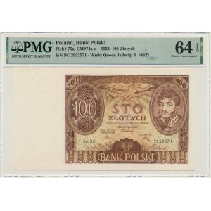 100 złotych 1934 - Ser. BC. - bez dodatkowych znw. - PMG 64 EPQ