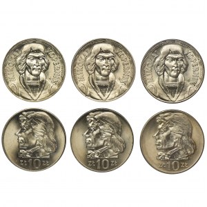 Set, 10 gold Copernicus and Kosciuszko 1967-1972 (6 pieces).
