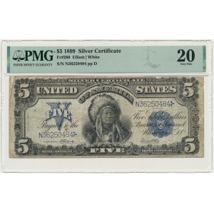 USA, strieborný certifikát, 5 USD 1899 - Elliott &amp; White - PMG 20