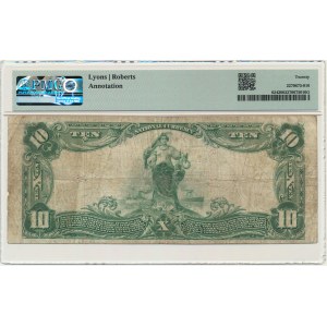 USA, Modrá pečeť, New York, 10 dolarů 1902 - Lyons &amp; Roberts - PMG 20