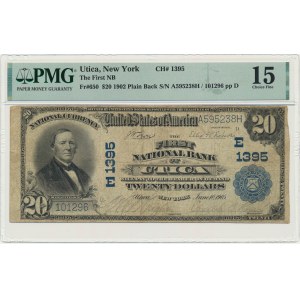 USA, Modrá pečať, 20 USD 1902 - Lyons &amp; Roberts - PMG 15