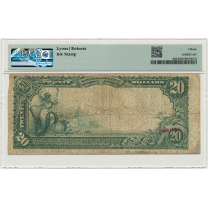 USA, Modrá pečeť, 20 dolarů 1902 - Lyons &amp; Roberts - PMG 15