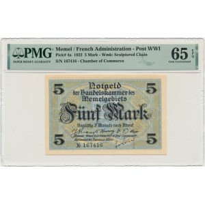 Memel, 5 Mark 1922 - PMG 65 EPQ