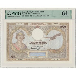 Jugoslávie, 1 000 dinárů 1931 - PMG 64